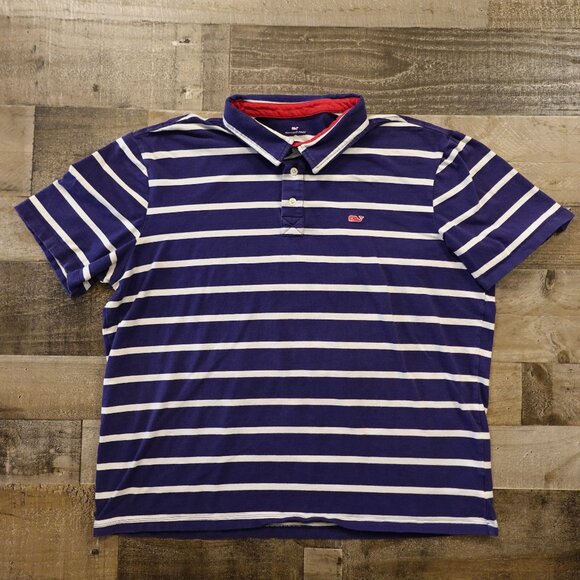 Vineyard Vines for Target Striped Polo Shirt Men’s Large Navy Blue White Whale - Picture 1 of 8